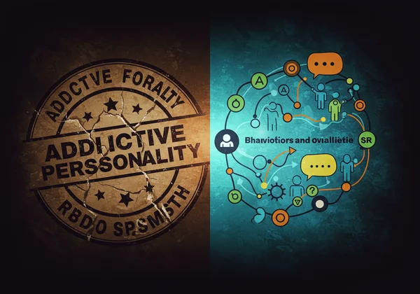 Diagram showing 'addictive personality' as myth vs. risk spectrum