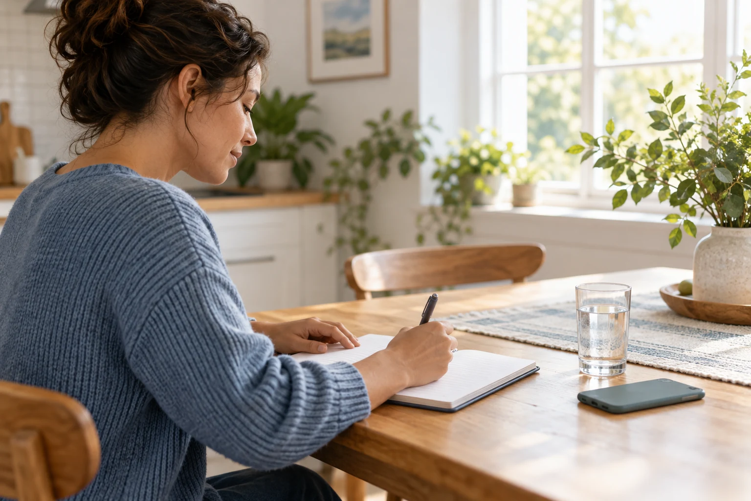 Person writing a calm support plan