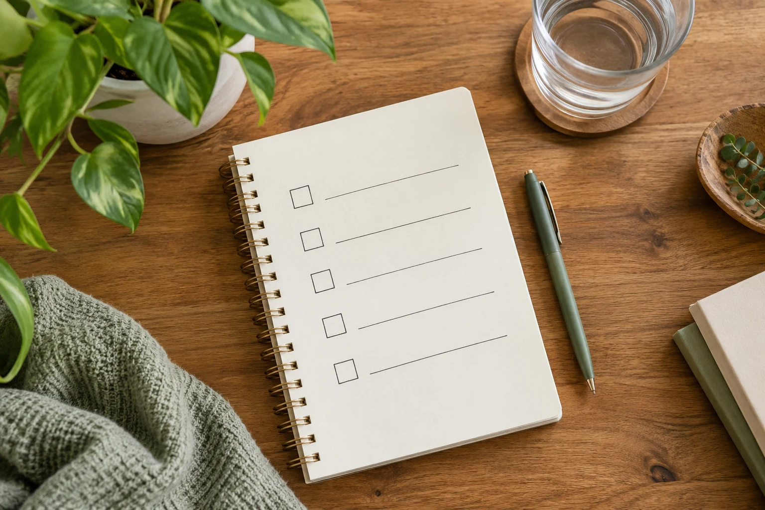 Notebook with a simple recovery support checklist